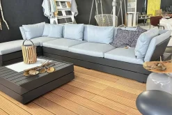 Loungegruppe Boxx Polster Stoff Bombay Deluxe Pastel Blue Blau Gestell Aluminium Anthrazit Inklusive Tisch