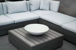 Loungegruppe Boxx Polster Stoff Bombay Deluxe Pastel Blue Blau Gestell Aluminium Anthrazit Inklusive Tisch