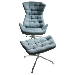Lounge-Sessel 808 Mit Hocker Bezug Außen Nappaleder Bezug Innen Stoff Soul 158 Air