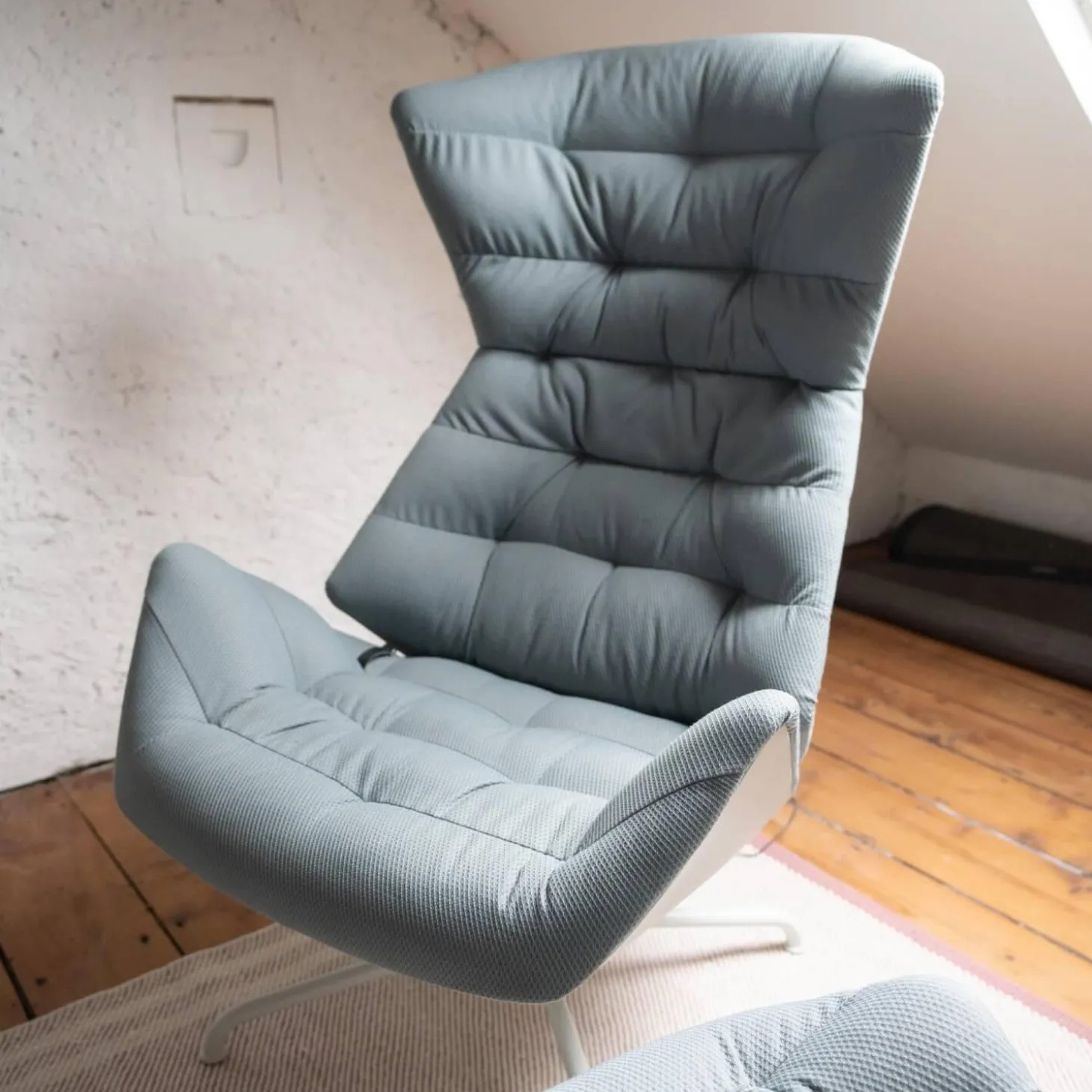 Lounge-Sessel 808 Mit Hocker Bezug Außen Nappaleder Bezug Innen Stoff Soul 158 Air