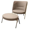 Loungesessel D70 Und Hocker C70 Bezug Stoff Celia 0208 Grau Meliert Gestell Stahlrohr Verchromt
