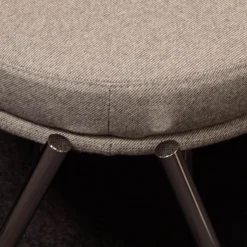 Loungesessel D70 Und Hocker C70 Bezug Stoff Celia 0208 Grau Meliert Gestell Stahlrohr Verchromt