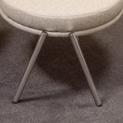 Loungesessel D70 Und Hocker C70 Bezug Stoff Celia 0208 Grau Meliert Gestell Stahlrohr Verchromt