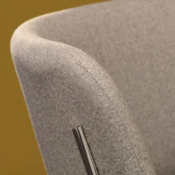 Loungesessel D70 Und Hocker C70 Bezug Stoff Celia 0208 Grau Meliert Gestell Stahlrohr Verchromt