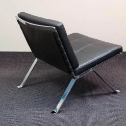 Loungesessel Leder Schwarz Gestell Chrom