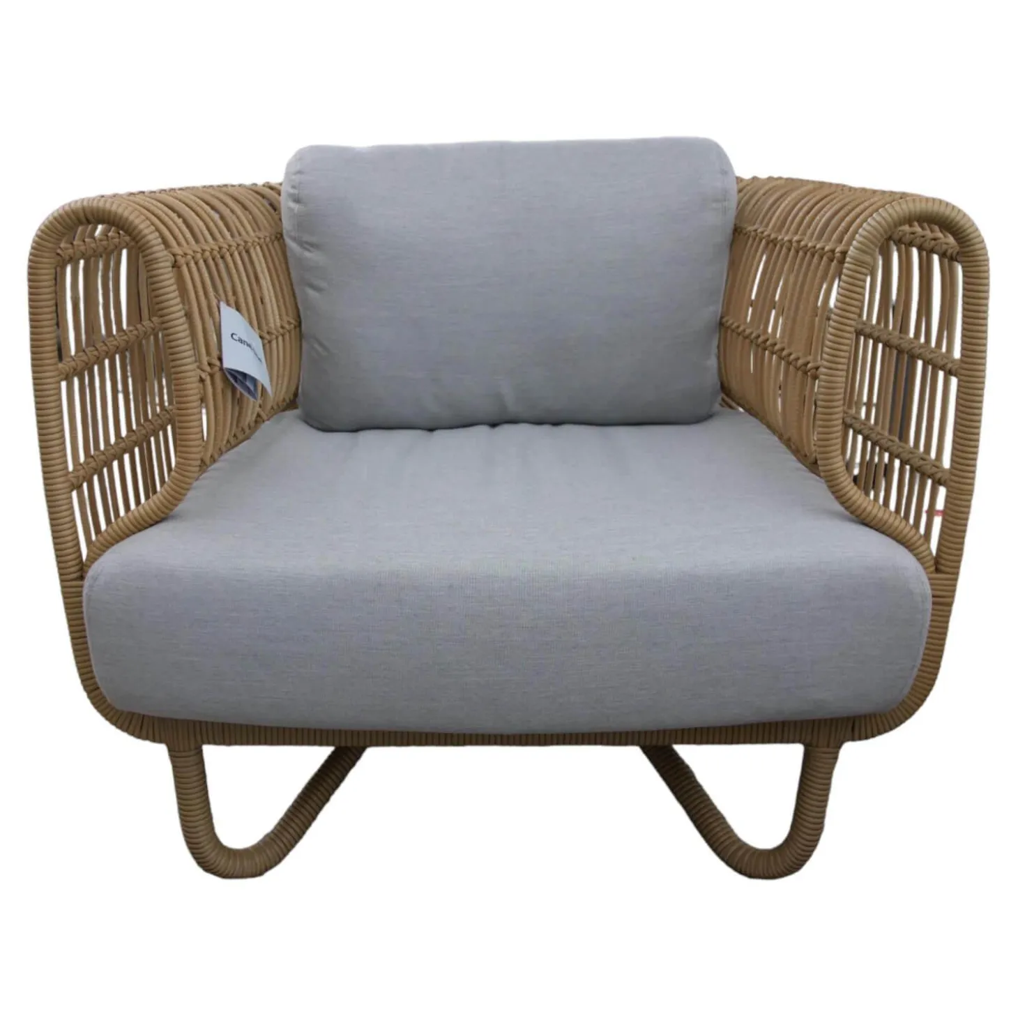 Loungesessel Nest Stoff Natte Light Grey Gestell Faser Natural