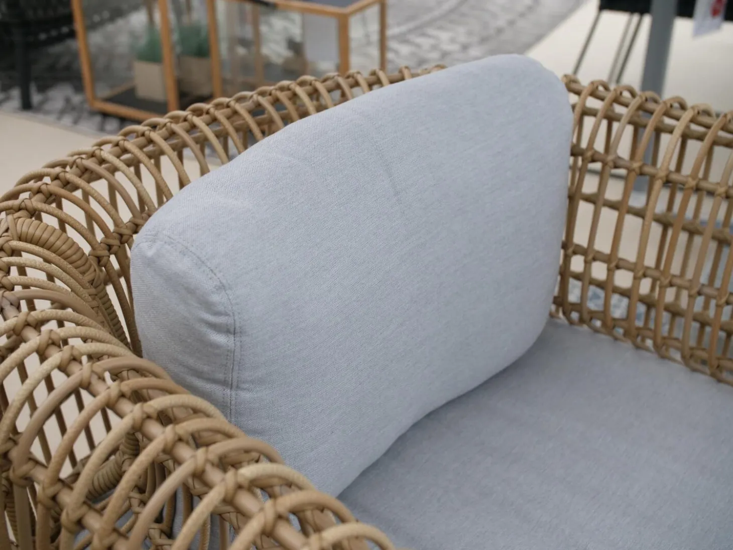 Loungesessel Nest Stoff Natte Light Grey Gestell Faser Natural