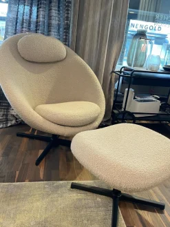 Loungesessel Pace Stoff White Fabric 1500 Weiß Gestell Aluminium Schwarz Lackiert