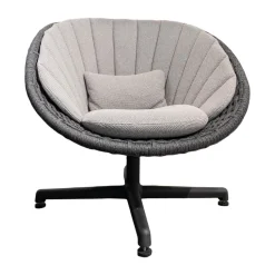 Loungesessel Peacock Soft Rope Geflecht Dark Grey Grau Gestell Aluminium Dark Grey Grau Drehbar Inklusive Kissensatz Light Grey Grau