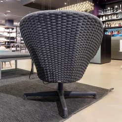 Loungesessel Peacock Soft Rope Geflecht Dark Grey Grau Gestell Aluminium Dark Grey Grau Drehbar Inklusive Kissensatz Light Grey Grau