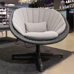 Loungesessel Peacock Soft Rope Geflecht Dark Grey Grau Gestell Aluminium Dark Grey Grau Drehbar Inklusive Kissensatz Light Grey Grau