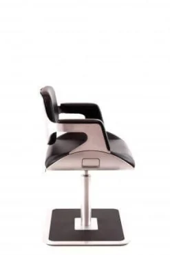 Loungesessel 810S Silver Leder Premium Schwarz Gestell Metall Gebürstet