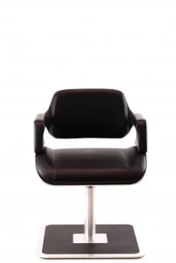 Loungesessel 810S Silver Leder Premium Schwarz Gestell Metall Gebürstet