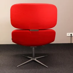 Loungesessel W-Lounge Chair 3 Stoff Rot Kreuzfuß Chrom