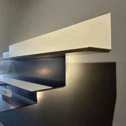 Lowboard Jorel Mattglas T83 Navy Und 82 Atlantic Inklusive Wandregal Lilu Und Beleuchtung