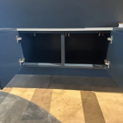 Lowboard Jorel Mattglas T83 Navy Und 82 Atlantic Inklusive Wandregal Lilu Und Beleuchtung