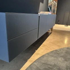 Lowboard Jorel Mattglas T83 Navy Und 82 Atlantic Inklusive Wandregal Lilu Und Beleuchtung