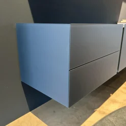 Lowboard Jorel Mattglas T83 Navy Und 82 Atlantic Inklusive Wandregal Lilu Und Beleuchtung