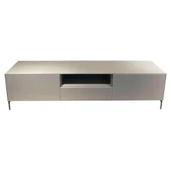 Lowboard Lauki Lack Graphit Hellgrau Beine Metall Schwarz