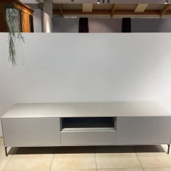 Lowboard Lauki Lack Graphit Hellgrau Beine Metall Schwarz