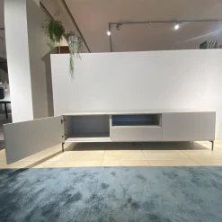 Lowboard Lauki Lack Graphit Hellgrau Beine Metall Schwarz