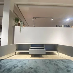 Lowboard Lauki Lack Graphit Hellgrau Beine Metall Schwarz