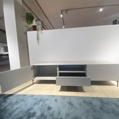 Lowboard Lauki Lack Graphit Hellgrau Beine Metall Schwarz