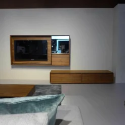 Lowboard Lux Nussbaum Geölt Glas mit Hängeschrank