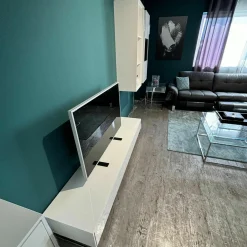 Lowboard Mit Hängeschränke Joop 73112 Lack Kristallgrau Grau Metallfüßen Chromfarben Mit Integrierte Beleuchtung