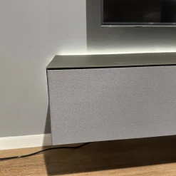 Lowboard Next Korpus Smart Lack Granite Grau Stofffront Grey Grau Mit Soundbar Und TV-Halterung