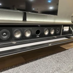 Lowboard Next Korpus Smart Lack Granite Grau Stofffront Grey Grau Mit Soundbar Und TV-Halterung