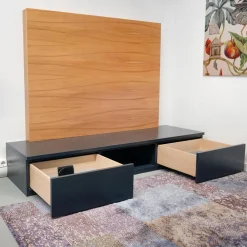 Lowboard Optima Lack Anthrazit 25 TV-Paneel Kernbuche Natur Lackiert