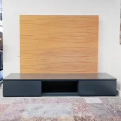 Lowboard Optima Lack Anthrazit 25 TV-Paneel Kernbuche Natur Lackiert