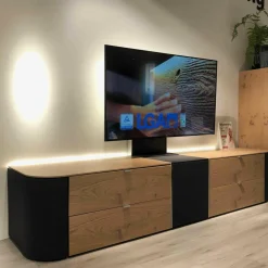 Medienkombination Q-Media MR Balkeneiche Bianco Furniert mit LED-Beleuchtung