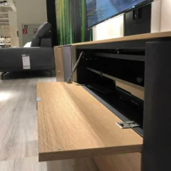 Medienkombination Q-Media MR Balkeneiche Bianco Furniert mit LED-Beleuchtung