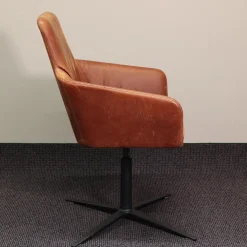 Mehrzweckstuhl W-Cube 1 Leder Braun V99 Gestell Aluminium Schwarz