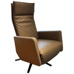 Motorsessel Charly Bezug Leder Normandie Taupe Grau Sternfuß Bronze Matt Mit Aufsthehhilfe Und Motorischer Verstellung