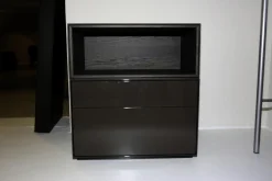 Nachtkommode Nex Lack Hochglanz Coffee Box Offen Stehend Eiche Grey