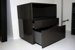 Nachtkommode Nex Lack Hochglanz Coffee Box Offen Stehend Eiche Grey