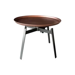 Nachttisch Husk Rund Und Klein Platte Kupfer Brüniert Gestell Nickel Bronzefarben Lackiert