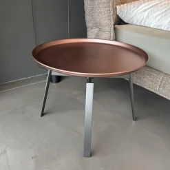 Nachttisch Husk Rund Und Klein Platte Kupfer Brüniert Gestell Nickel Bronzefarben Lackiert