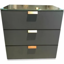 Nachttisch Multi Varis Nussbaum Abdeckplatte Glas