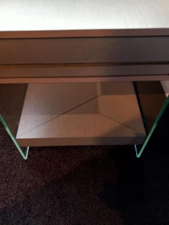 Nachttisch SF Eiche Anthrazit Glas Mit Schubkasten und Ablageboard