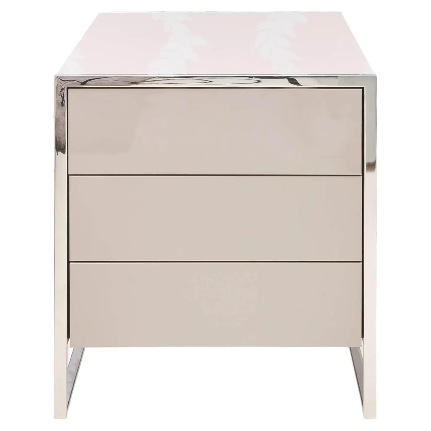 Nachttisch Smart Pantex Taupe Gestell Edelstahl Poliert