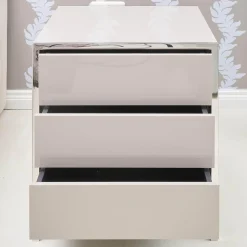 Nachttisch Smart Pantex Taupe Gestell Edelstahl Poliert