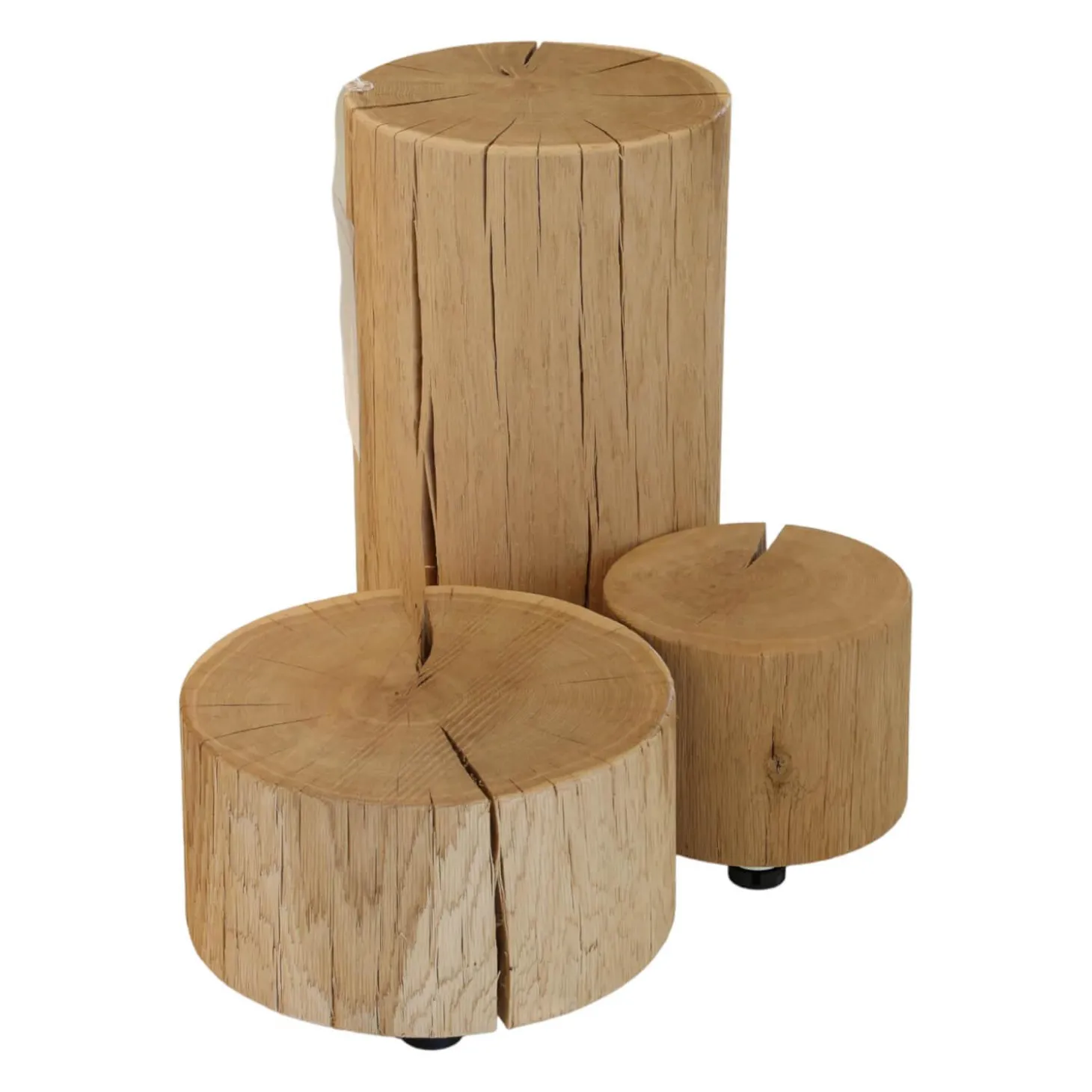 Naturholzzylinder Eiche Silber Dreiteilig