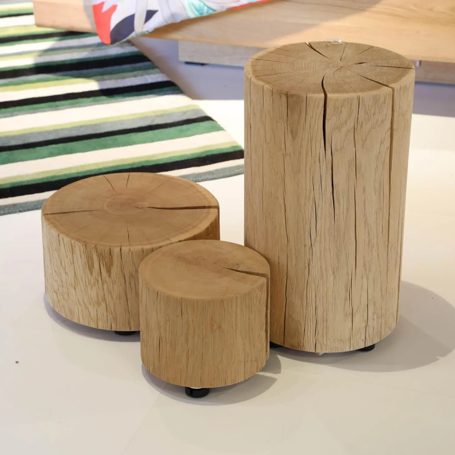 Naturholzzylinder Eiche Silber Dreiteilig