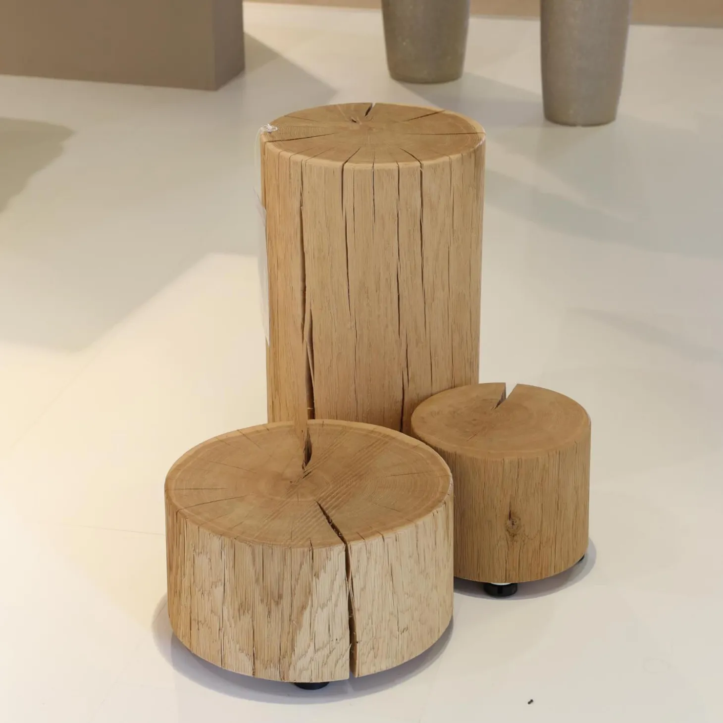 Naturholzzylinder Eiche Silber Dreiteilig