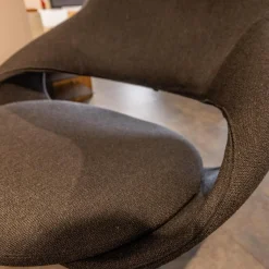 Ohrensessel V-Rock Living Bezug Stoff Curl Black CB Anthrazit Gestell Alteiche Rustiko Gebürstet Inklusive Hocker