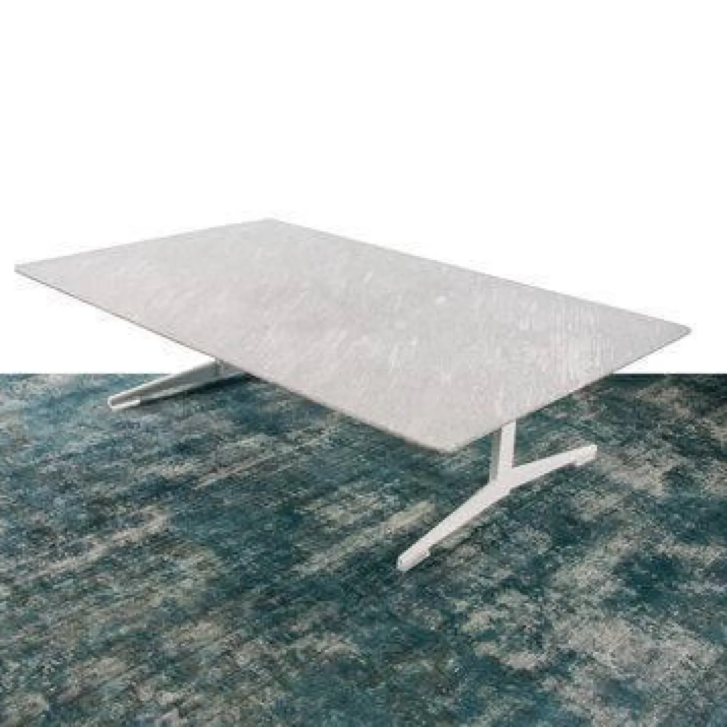 Outdoor Beistelltisch Fly Platte Silbergneis Gestell Weiß